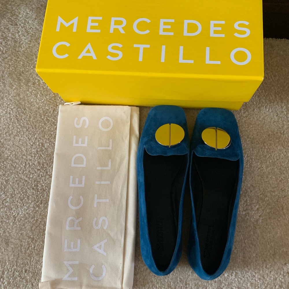 Mercedes Castillo blue suede flats women size 8